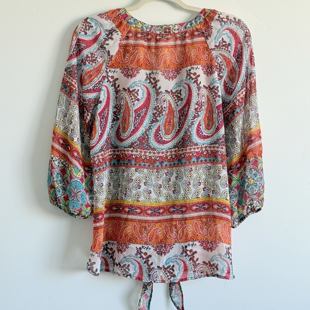 Anthropologie Fig & Flower Blouse Top Woman 1X Bright Bold Festive Party - Picture 8 of 8